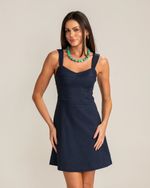 Vestido Curto Linho Guta Azul Marinho
