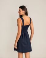 Vestido Curto Linho Guta Azul Marinho