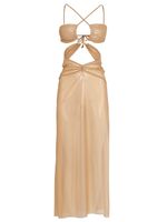 Vestido midi com detalhe de recorte vazado