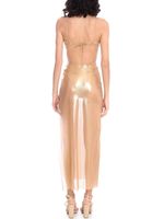 Vestido midi com detalhe de recorte vazado