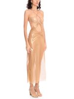 Vestido midi com detalhe de recorte vazado
