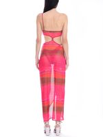 Vestido de tule com recortes e pedra tyedie 