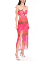 Vestido de tule com recortes e pedra tyedie 