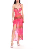 Vestido de tule com recortes e pedra tyedie 