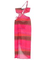Vestido de tule com recortes e pedra tyedie 