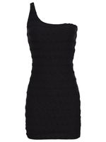 Vestido ombro único com recortes textura 