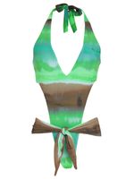 Maiô decote V tie-dye 