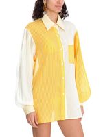 Camisa mangas longas listras amarelas