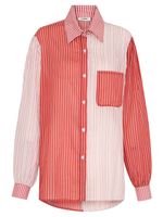 Camisa mangas longas listras vermelhas
