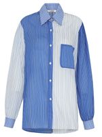 Camisa mangas longas listras azuis 