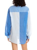Camisa mangas longas listras azuis 