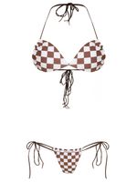 Conjunto de biquíni de amarrar estampa Vichy