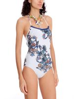 Maiô bordado com estampa floral