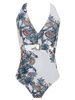 Maiô com estampa floral e detalhe na cintura