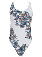 Maiô com estampa floral com tiras laterais