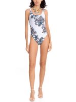 Maiô com estampa floral com tiras laterais