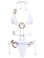 Conjunto de biquíni com argola de madeira