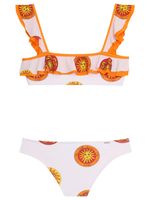 Conjunto de bíquini infantil estampa sol com babados