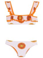 Conjunto de bíquini infantil estampa sol com babados
