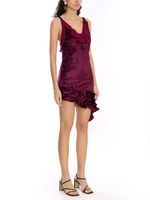 Vestido curto de veludo com babados AMIR X ASTRID