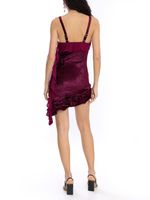 Vestido curto de veludo com babados AMIR X ASTRID