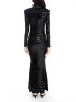 Vestido longo com gola veludo paetê AMIR X ASTRID
