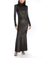 Vestido longo com gola fios dourados AMIR X ASTRID