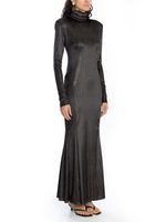 Vestido longo com gola fios dourados AMIR X ASTRID