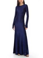 Vestido longo veludo listras AMIR X ASTRID