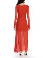 Vestido longo com mangas de tule AMIR X ASTRID