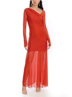 Vestido longo com mangas de tule AMIR X ASTRID