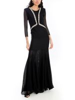 Vestido manga 3/4 com barrado de tela AMIR X ASTRID