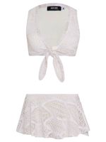 Top camiseta e tanga saia textura AMIR SLAMA+JADE JADE
