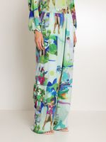 Calça de seda estampada com bolsos 
