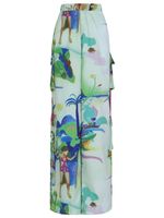 Calça de seda estampada com bolsos 