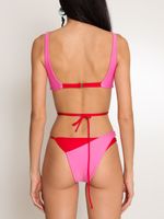 Conjunto de biquini bicolor assimétrico com amarrações