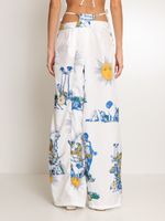 Calça com estampa gráfica e amarração