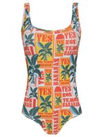 Maiô com estampa tropical