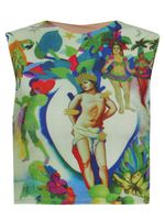 Blusa curta estampada sem manga
