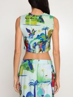 Blusa curta estampada sem manga