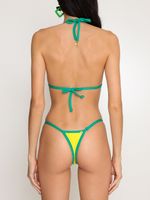 Biquini bicolor top cortininha com tanga fixa AMIR SLAMA+JADE JADE