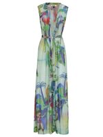 Vestido longo amarração frontal estampado