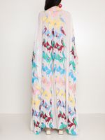 Vestido longo com estampa de papagaio