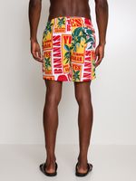 Shorts estampados cós elastico e bolsos laterais
