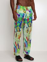 Calça estampada cós elastico com bolsos  