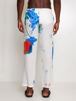 Calça estampada cós elastico com bolsos  