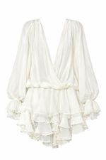 Vestido curto babados, manga longa