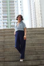Camisa Listrada Azul Escuro