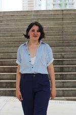 Camisa Listrada Azul Escuro