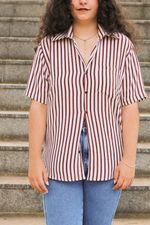 Camisa Listrada Marrom Escuro